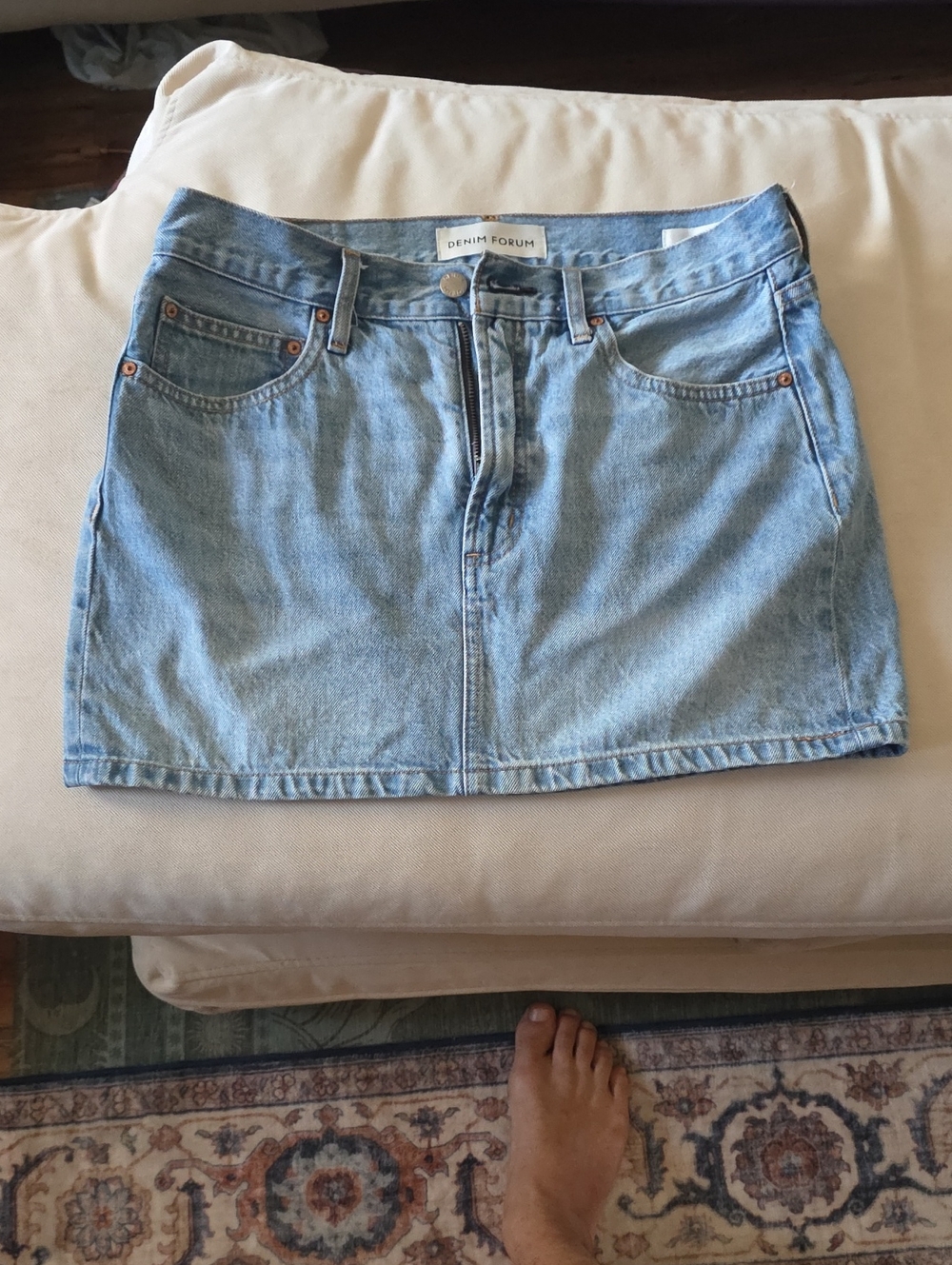 Denim Forum Light Wash Denim Mini Skirt